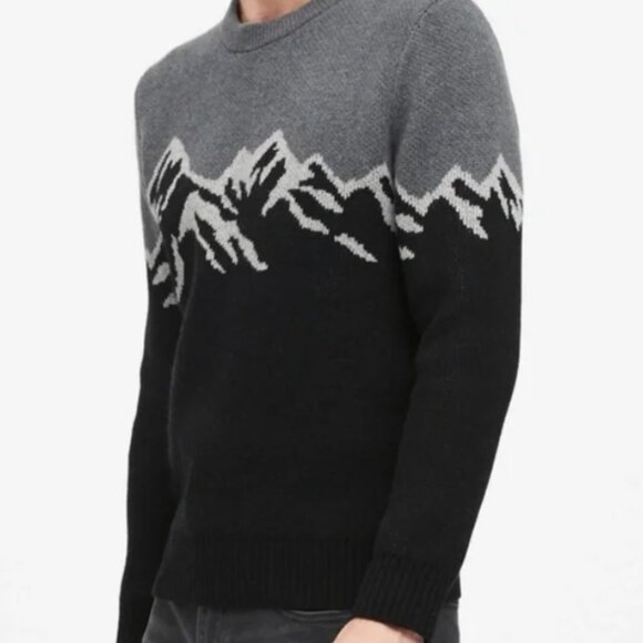 Banana Republic Ski Slope Crewneck Sweater Wool Blend Mountains - Mens Medium